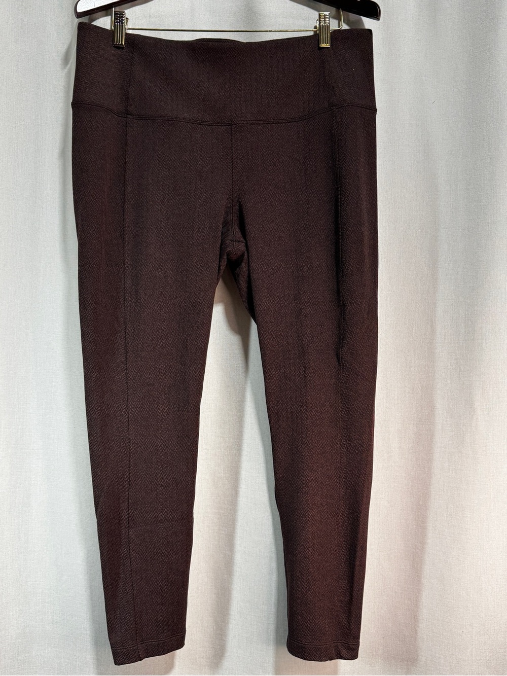 Athleta Delancey Herringbone Tight Leggings 1X Brown High Rise Stretch Pockets